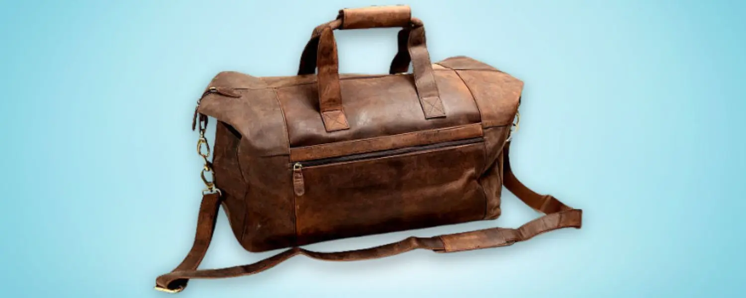 handmade leather duffle bag